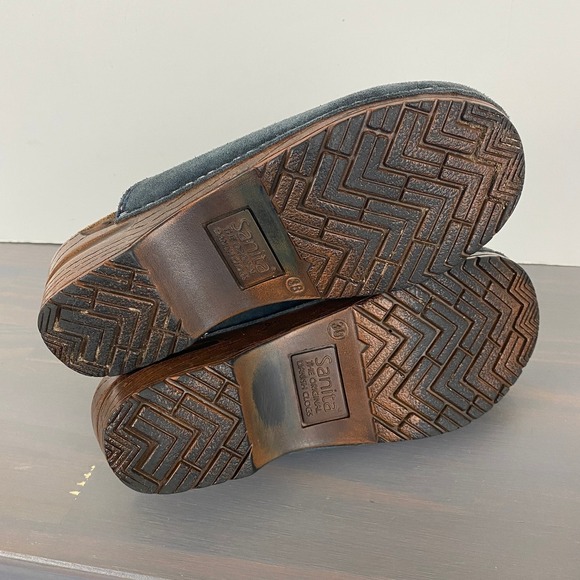 Sanita Danish Clogs Suede Nurse Work Shoes Size 7.5 EU38 Gray Boho Aztec Chunky - Picture 8 of 9